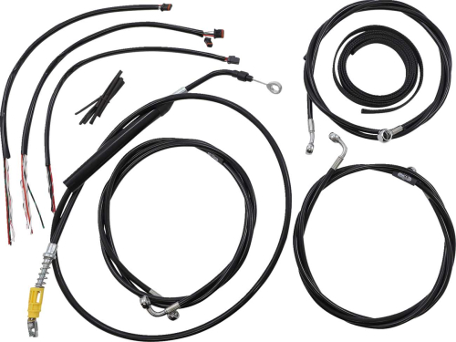 LA Choppers - LA Choppers Complete Handlebar Cable/Brake & Clutch Line/Wire Kit - Black Vinyl - LA-8056KT2-16B