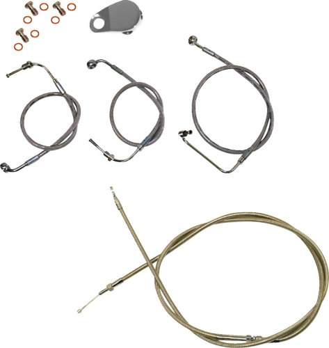 LA Choppers - LA Choppers Cable/Brake Line Kit - 12-14in. Ape Hangers - Stainless Steel - LA-8155KT-13