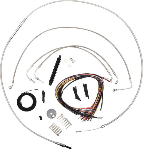 LA Choppers - LA Choppers Complete Handlebar Cable/Brake & Clutch Line/Wire Kit - Stainless Braided - LA-8155KT2-13