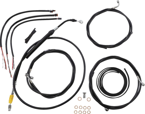 LA Choppers - LA Choppers Complete Handlebar Cable/Brake & Clutch Line/Wire Kit - Black Vinyl - LA-8056KT2-19B