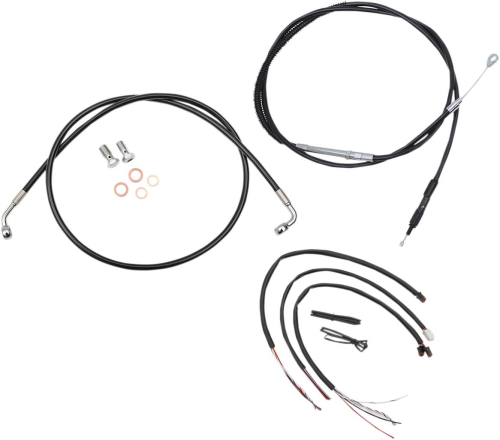 LA Choppers - LA Choppers Complete Handlebar Cable/Brake & Clutch Line/Wire Kit - Black Vinyl/Stainless Braided - LA-8153KT2-16B
