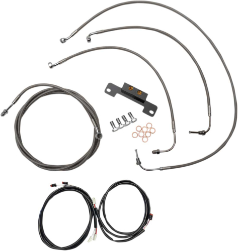 LA Choppers - LA Choppers Complete Handlebar Cable/Brake & Clutch Line/Wire Kit - Stainless Braided - LA-8055KT3-16