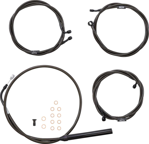 LA Choppers - LA Choppers Standard Handlebar Cable/Brake & Clutch Line/Wire Kit - Midnight Braided - LA-8056KT-13M