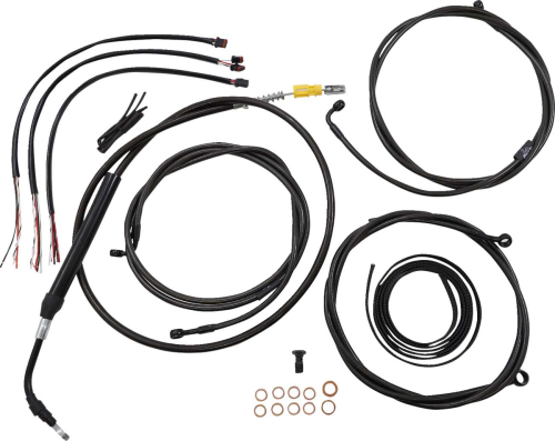 LA Choppers - LA Choppers Complete Handlebar Cable/Brake & Clutch Line/Wire Kit - Midnight Braided - LA-8056KT2-19M