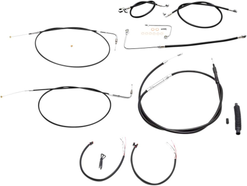 LA Choppers - LA Choppers Complete Handlebar Cable and Brake Line Kit - Black Vinyl/Stainless - LA-8151KT2A-16B