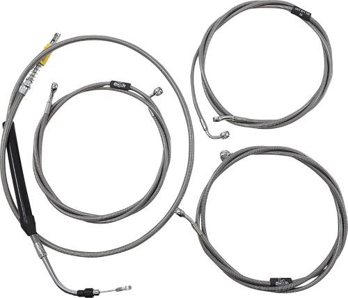 LA Choppers - LA Choppers Standard Cable/Brake Line Kit - Stainless 18in.-20in. Ape Hanger - Stainless Steel - LA-8058KT-19