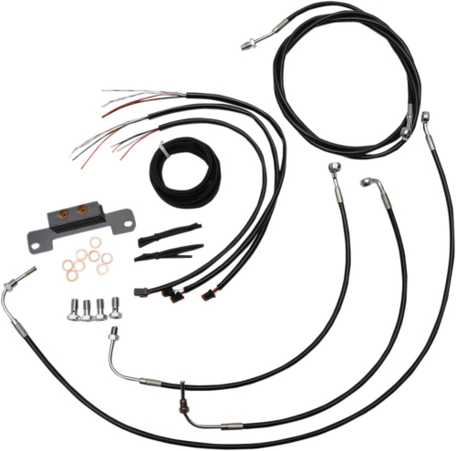LA Choppers - LA Choppers Complete Handlebar Cable/Brake & Clutch Line/Wire Kit - Black Vinyl/Stainless Braided - LA-8055KT2-16B