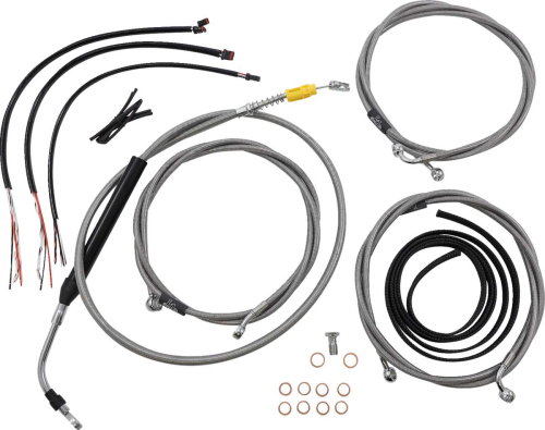 LA Choppers - LA Choppers Complete Handlebar Cable/Brake & Clutch Line/Wire Kit - Stainless Braided - LA-8056KT2-16