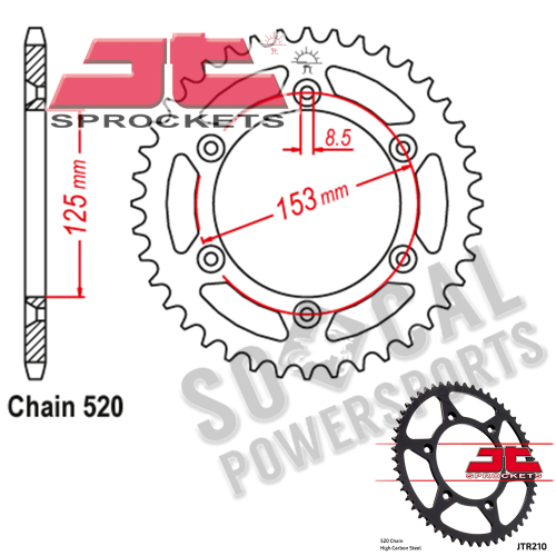 JT Sprockets - JT Sprockets Steel Rear Sprocket - 45T - JTR210.45