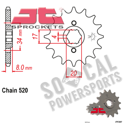 JT Sprockets - JT Sprockets Steel Front Sprocket - 14T - JTF287.14