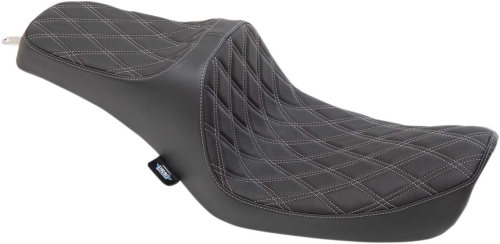 Drag Specialties - Drag Specialties Predator III Seat - Double Diamond - Silver Thread - 0803-0653