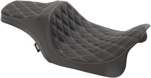 Drag Specialties - Drag Specialties Predator III Seat - Double Diamond - Silver Thread - 0801-1115