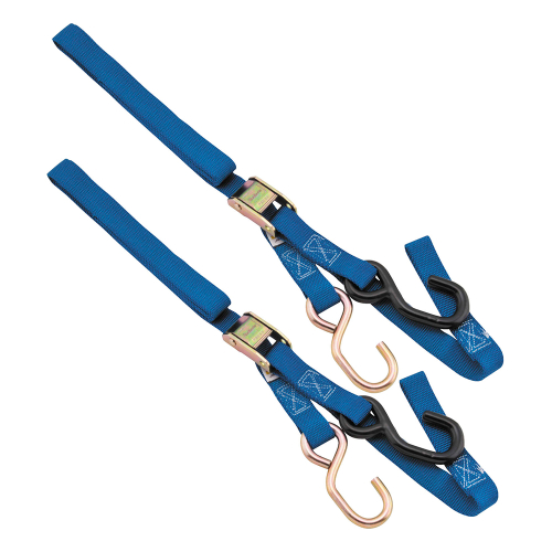 BikeMaster - BikeMaster Tie Downs with Intergrated Soft Hooks - 1in. x 74in. - Blue - 100515