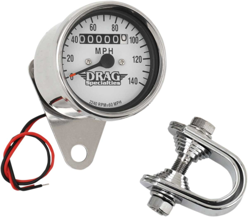 Drag Specialties - Drag Specialties Miini Speedometer - 2240:60 Ratio with White Face - 21-6829DS1-BX15