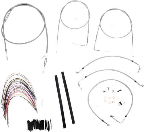 Burly Brand - Burly Brand Extended Cable/Brake Line Kit for 14in. Gorilla Handlebars - Stainless Steel - B30-1079