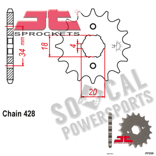 JT Sprockets - JT Sprockets Steel Front Sprocket - 14T - JTF259.14
