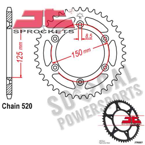 JT Sprockets - JT Sprockets Steel Rear Sprocket - 40T - JTR897.40