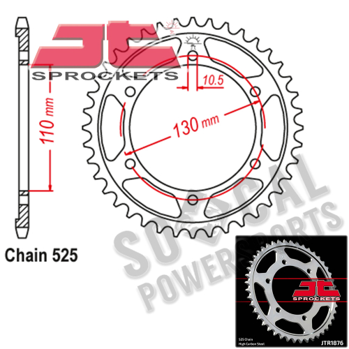 JT Sprockets - JT Sprockets Steel Rear Sprocket - 45T - JTR1876.45