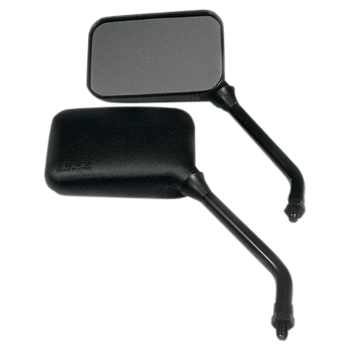 Emgo - Emgo Universal Rectangular Mirror - GP Deluxe - Long Stem - Black - 130mm x 85mm - 10mm Thread - Both - 20-78207