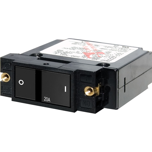 Blue Sea Systems - Blue Sea 7404 Single Pole Small Case 2" Flat Rocker Circuit Breaker  -  20 Amp