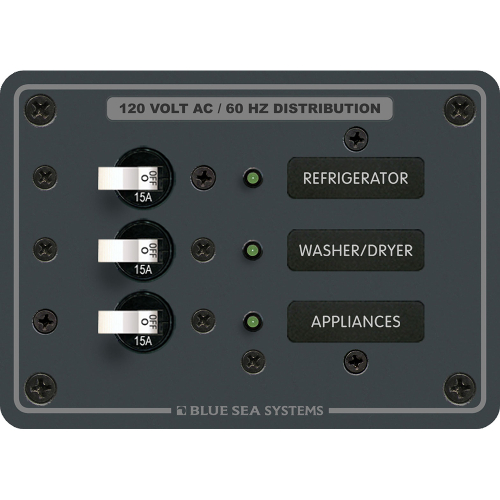 Blue Sea Systems - Blue Sea 8058 AC 3 Position Toggle Circuit Breaker Panel - White Switches