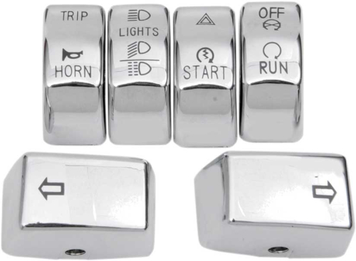 Drag Specialties - Drag Specialties 6-Piece Switch Cap Kit - Chrome - 0616-0190