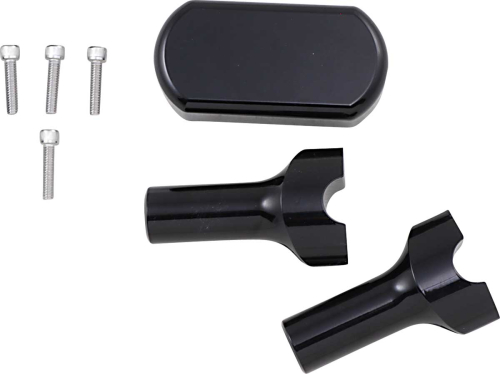 LA Choppers - LA Choppers Solid Handlebar Riser/Top Clamp Kits - 4in. Tall - Black - LA-7442-04B