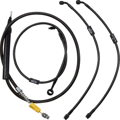 LA Choppers - LA Choppers Cable/Brake Line Kit - 15-17in. Ape Hangers - Midnight - LA-8157KT-16M