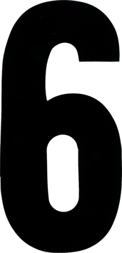 Dirt Digits - Dirt Digits Extreme Digits Competition Stick-On 6in. Black Number - 6 - XT63B-6