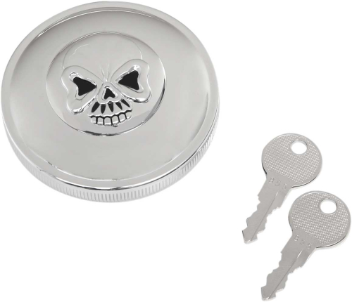 Drag Specialties - Drag Specialties Screw-In Locking Skull Gas Cap - Non-Vented - Chrome - 0703-0689