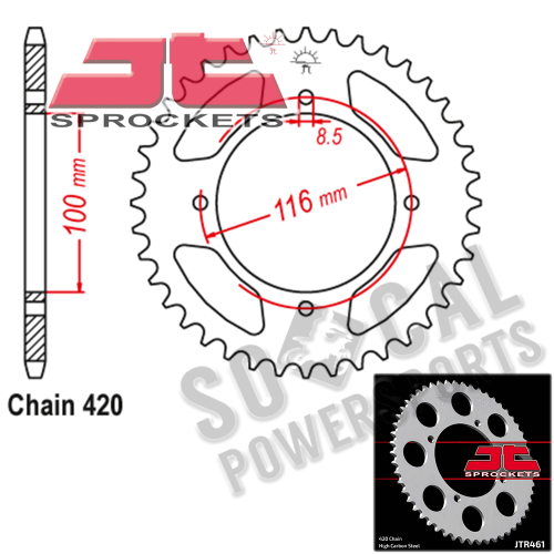 JT Sprockets - JT Sprockets Steel Rear Sprocket - 53T - JTR461.53