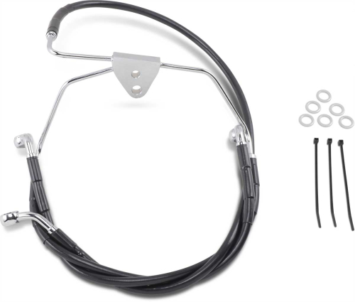 Drag Specialties - Drag Specialties Extended Stainless Steel Front Brake Line Kit - Black Vinyl Coated - 16in./28 7/8in. - 660411-2BLK