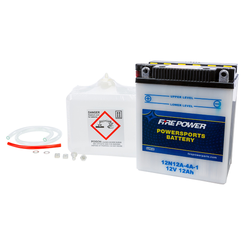 Fire Power - Fire Power Conventional 12V Standard Battery with Acid Pack - 12N12A-4A-1