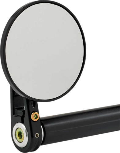 Joker Machine - Joker Machine 3 1/4in. Round Bar End Mirror - Stem D - Black-Anodized - 09-313-DB