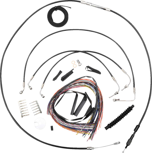LA Choppers - LA Choppers Complete Handlebar Cable/Brake & Clutch Line/Wire Kit - Black Vinyl - LA-8155KT2-13B