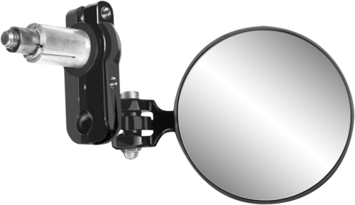 Parts Unlimited - Parts Unlimited Bar End Mirror - Round - Black - 0640-1477