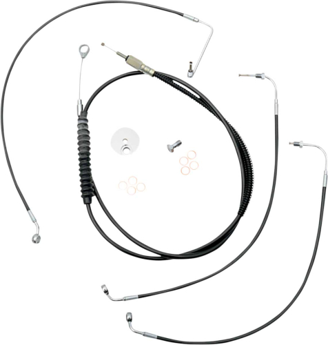 LA Choppers - LA Choppers Cable/Brake Line Kit - 12-14in. Ape Hangers - Black Vinyl - LA-8155KT-13B