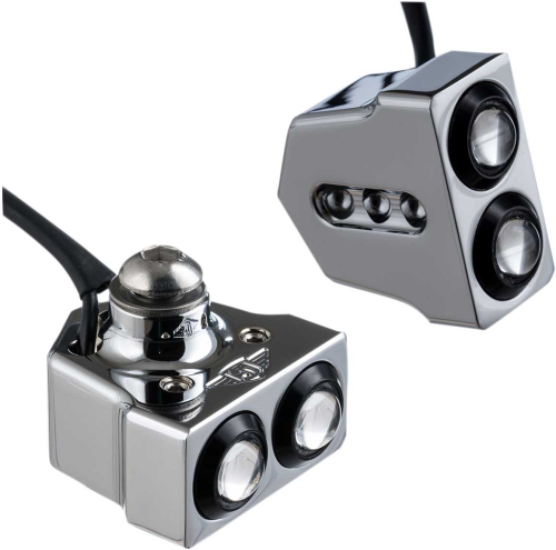 Joker Machine - Joker Machine Rat Eye LED Side Mounted Turn Signals - Chrome/Red - 05-208-RC