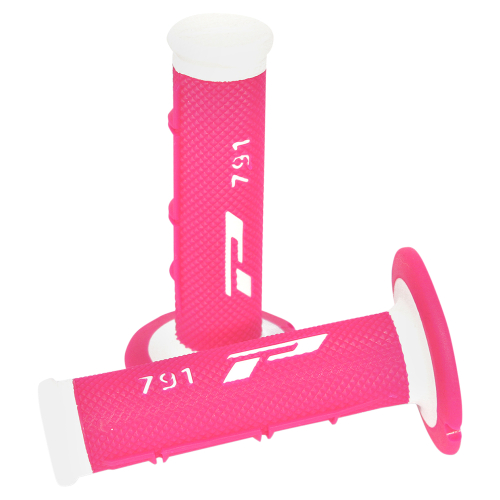 Pro Grip - Pro Grip 791 Triple-Density MX Grips - White/Flourescent Pink - 791WHFLFX