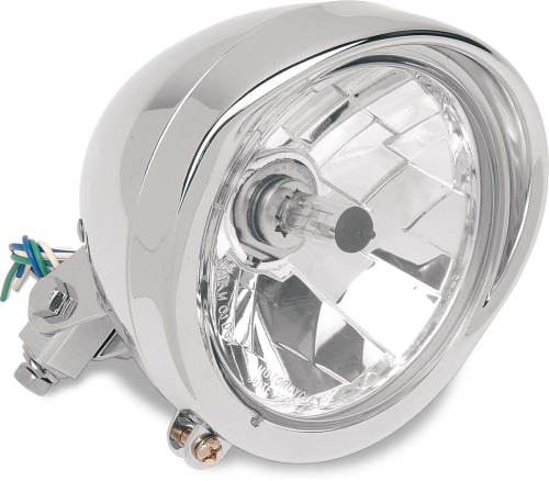 Drag Specialties - Drag Specialties Diamond-Style Bottom-Mount 5 3/4in Headlight Assembly - Visor Bezel - Clear Lens - 2001-0095