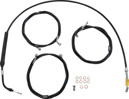LA Choppers - LA Choppers Standard Handlebar Cable/Brake & Clutch Line/Wire Kit - Black Vinyl - LA-8056KT-13B