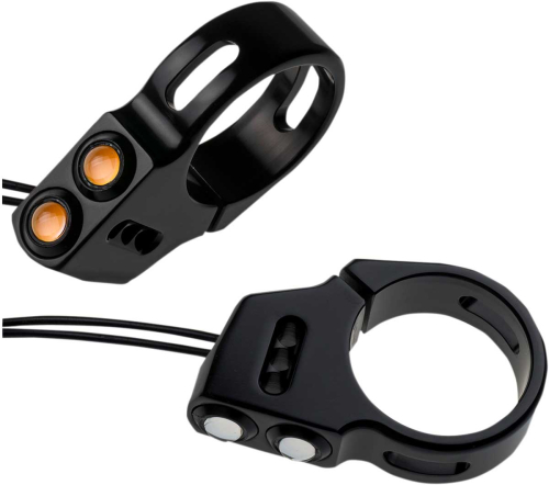 Joker Machine - Joker Machine Rat Eye LED Fork Mounted Turn Signals - 49mm - Black/Amber - 05-200-3B