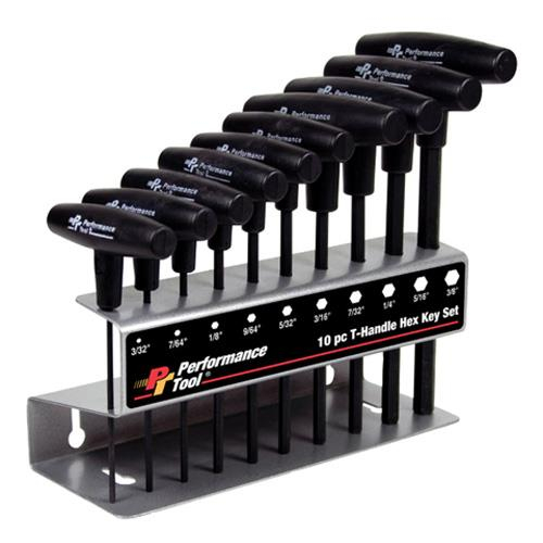 Performance Tools - Performance Tools 10 Piece T-Handle Hex Key Set - Sae - W80274