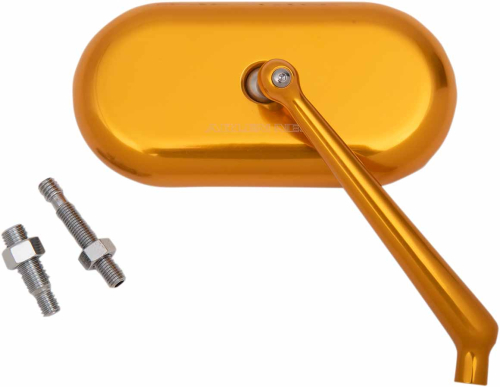 Arlen Ness - Arlen Ness Forged Oval Short Stem Billet Mirror - Right - Gold Anodized - 13-178