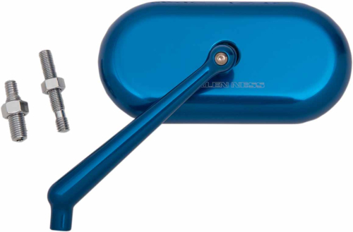 Arlen Ness - Arlen Ness Forged Oval Short Stem Billet Mirror - Left - Blue Anodized - 13-174