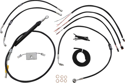 LA Choppers - LA Choppers Complete Handlebar Cable/Brake & Clutch Line/Wire Kit - Black Vinyl - LA-8157KT2-13B