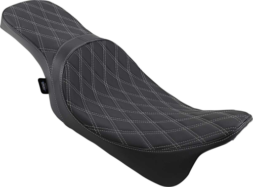 Drag Specialties - Drag Specialties Predator 2-Up Double Diamond Seats - Silver Thread - 0801-1271
