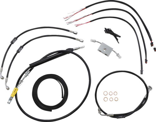 LA Choppers - LA Choppers Complete Handlebar Cable/Brake & Clutch Line/Wire Kit - Black Vinyl - LA-8157KT2-16B
