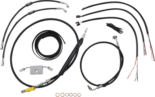 LA Choppers - LA Choppers Complete Handlebar Cable/Brake & Clutch Line/Wire Kit - Black Vinyl - LA-8157KT2-19B