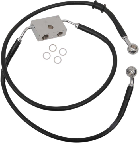 Drag Specialties - Drag Specialties Extended Length Stainless Steel Front Brake Line Kit - +8in. - Black Vinyl - 1741-5295